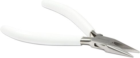 The Beadsmith 5" (130mm) Chain nose Plier, polished steel head, white PVC grip and double-leaf spring handle, jewelry making tool, 300 series in Saudi Arabia