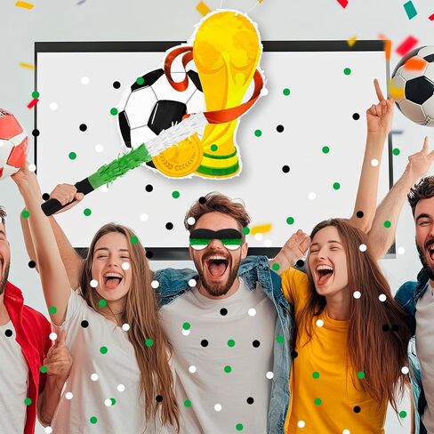 بينياتا كرة القدم، مجموعة 4 قطع بينياتا لكرة القدم - عصا بيناتا لحفلات كرة القدم مقاس 15.1 بوصة وألعاب معصوب العينين وما إلى ذلك من اللوازم الرياضية in Kuwait