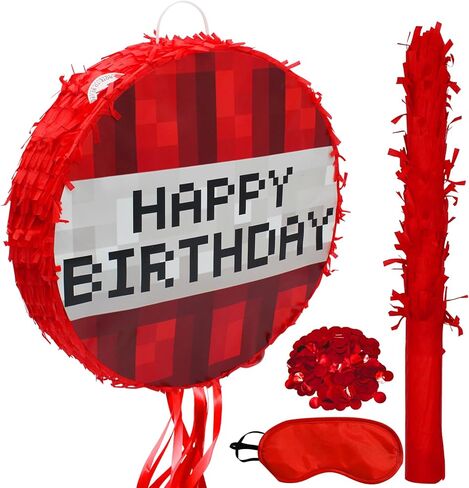 Number 6 Pixel Pinata,Birthday Pinata withwith Blindfold,Confetti and Bat Stick for Groovy Hippie Theme Birthday Party Game Decorations Photo Props Wedding Christmas Party Supplies in Saudi Arabia