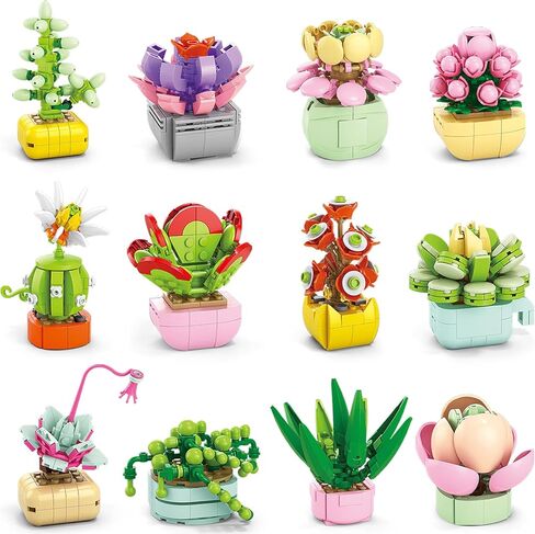 Easter Gifts for Kids 6-12, 24 Pack Succulents Plants Building Blocks with Gift Cards for School, Bulk Boy Girl Class Easter Egg Fillers Party Favors Exchange Gift Goodie Bag Basket Stuffers in Saudi Arabia