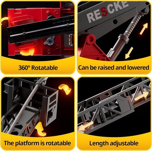 Fire Truck Toy with Extending Ladder, Musical Rescue Vehicle Playset with Lights and Sound, Educational Gift for Kids (Fire Truck) in Saudi Arabia