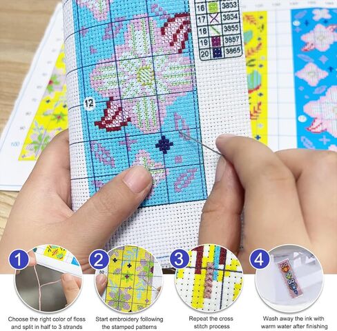 6 Set Bookmark Cross Stitch Kits Stitch with Instructions Lighthouse Summer Scenery Pattern 14CT Cross Stitch Kit for Beginners and Craft Enthusiasts Bookmark Accessories or Gifts,8'' x 2.4'' in Kuwait