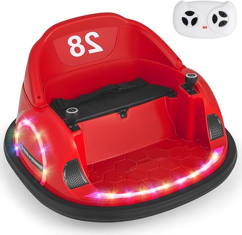 GLACER 12V Bumper Car, Electric Kids Bumper Car w/Parental Remote, 3-Speed, 360°Spin, Music, LED Light, Battery Ride on Bumper Car w/Dual Joysticks, Baby Bumper Car for Toddlers 18 Months+ (Red) in Saudi Arabia