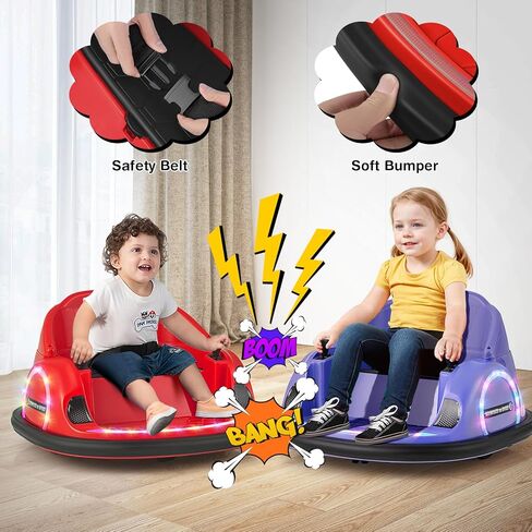 GLACER 12V Bumper Car, Electric Kids Bumper Car w/Parental Remote, 3-Speed, 360°Spin, Music, LED Light, Battery Ride on Bumper Car w/Dual Joysticks, Baby Bumper Car for Toddlers 18 Months+ (Red) in Saudi Arabia
