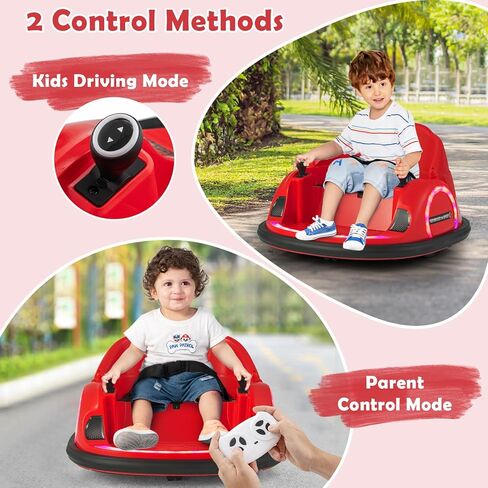 GLACER 12V Bumper Car, Electric Kids Bumper Car w/Parental Remote, 3-Speed, 360°Spin, Music, LED Light, Battery Ride on Bumper Car w/Dual Joysticks, Baby Bumper Car for Toddlers 18 Months+ (Red) in Saudi Arabia