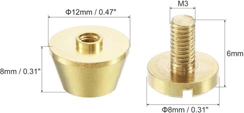 uxcell 12x8mm Flat Studs Rivet Purse Handbag Feet Spike Brass Leather Craft Screw Back Rivets DIY 10 Sets in Saudi Arabia