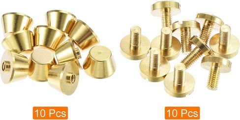 uxcell 12x8mm Flat Studs Rivet Purse Handbag Feet Spike Brass Leather Craft Screw Back Rivets DIY 10 Sets in Saudi Arabia