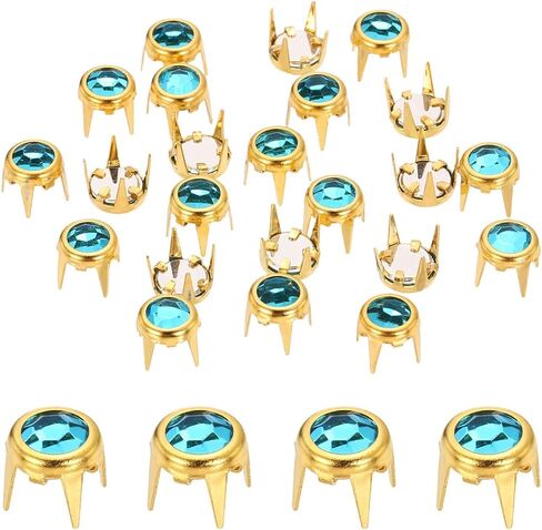 HARFINGTON 100pcs Rhinestone Claw Beads 0.24"(6mm) Flat Bottom Rhinestone Stud Refills Crystal Claw Beads Nailhead for DIY Leather Crafts Decorate Clothing Shoes Belt, Gold Yellow in Saudi Arabia