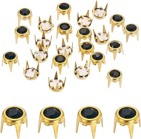 HARFINGTON 100pcs Rhinestone Claw Beads 0.24"(6mm) Flat Bottom Rhinestone Stud Refills Crystal Claw Beads Nailhead for DIY Leather Crafts Decorate Clothing Shoes Belt, Gold Yellow in Saudi Arabia
