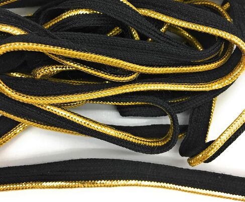 Gold Cord-Edge Piping Trim -Gold on Black Lip -Lip Cord for Clothing Pillows, Lamps, Draperies 5 Yards in Saudi Arabia