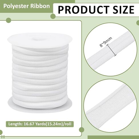 BENECREAT 16.6 Yards Double Welt Cord, 1/4Inch Double Polyester Piping, Upholstery Piping Trim for Sewing, Cushions, Slipcovers, and DIY Decor (White) in Saudi Arabia