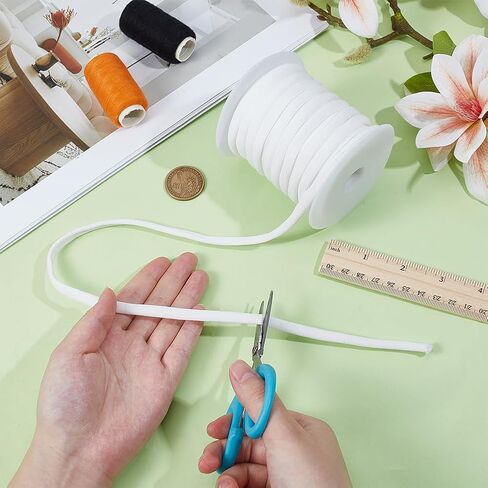 BENECREAT 16.6 Yards Double Welt Cord, 1/4Inch Double Polyester Piping, Upholstery Piping Trim for Sewing, Cushions, Slipcovers, and DIY Decor (White) in Saudi Arabia