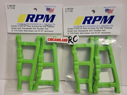 Generic 2 Pack RPM 80704 Front Rear Green A-Arms تتضمن قسيمة CHICAGOLAND RC تناسب T R A X X A S 4x4 Slash Stampede RUSTLER & Rally 4wd in Kuwait