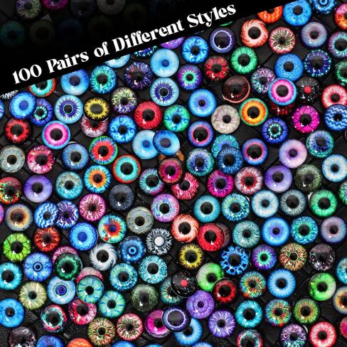 Bcxfbxd 200Pcs 10mm Round Pupil Eyes Glass Mixed Style Flatback Dome Doll Eyes for Clay Doll Jewelry Making Craft DIY in Saudi Arabia