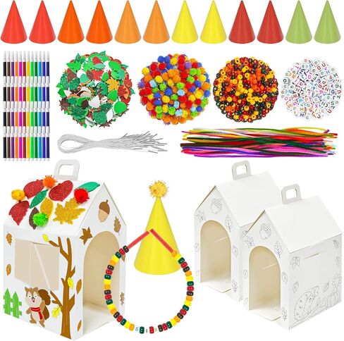 Cinrobiye 24 Sets Adopt a Puppy Party Favors DIY Dog Party Boxes Set Make Your Own Puppy Adoption Party Supplies with Dog House Treat Gift Boxes Dog Collar Necklace for Birthday Craft in Saudi Arabia