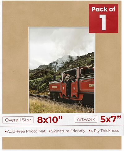 Poster Palooza 8x10 Mat Bevel Cut for 5x7 Photos - Acid Free Beige Suede Precut Matboard - For Pictures, Photos, Framing - 4-ply Thickness in Saudi Arabia