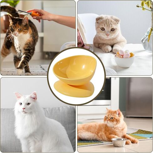 Tilted Cat Bowl | 200ml Anti-Tipping Neck Support Pet Dispenser,15 Degree Inclined Tilted Water Bowl,for Small Dogs Kitten Puppy Travel Indoor Outdoor Feeding in Saudi Arabia