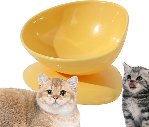 Tilted Cat Bowl | 200ml Anti-Tipping Neck Support Pet Dispenser,15 Degree Inclined Tilted Water Bowl,for Small Dogs Kitten Puppy Travel Indoor Outdoor Feeding in Saudi Arabia