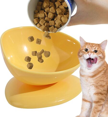 Tilted Cat Bowl | 200ml Anti-Tipping Neck Support Pet Dispenser,15 Degree Inclined Tilted Water Bowl,for Small Dogs Kitten Puppy Travel Indoor Outdoor Feeding in Saudi Arabia
