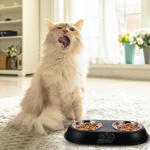 Milisten Detachable Pet Feeding Bowl for Dogs and Cats, Compact Dark Non-Slip Thickened 304 Stainless Steel Cat and Kitten Food Dish, Suitable for Home and Travel in Saudi Arabia