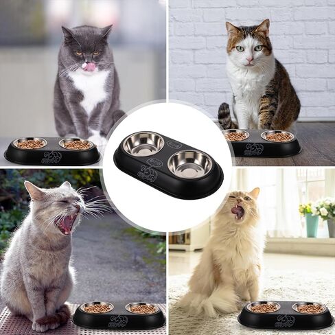 Milisten Detachable Pet Feeding Bowl for Dogs and Cats, Compact Dark Non-Slip Thickened 304 Stainless Steel Cat and Kitten Food Dish, Suitable for Home and Travel in Saudi Arabia
