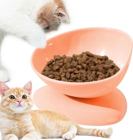 Cat Food Bowl - 200ml Anti-Tipping Neck Support Pet Feeder,15 Degree Inclined Elevated Cat Food Bowl,for Small Dogs Kitten Puppy Travel Indoor Outdoor Feeding in Saudi Arabia