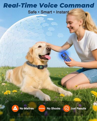 طوق تدريب الكلاب مع جهاز تحكم عن بعد - طوق إلكتروني بطول 4500 قدم مزود بصوت وصفير واهتزاز وصدمات ومصباح يدوي، طوق صدمات للكلاب قابل لإعادة الشحن مقاوم للماء للكلاب الصغيرة والمتوسطة والكبيرة in Kuwait