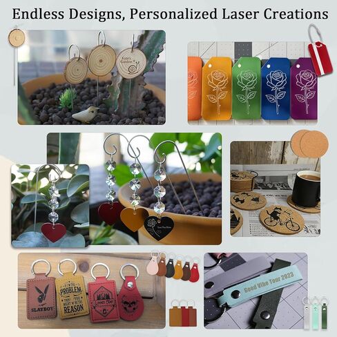 مجموعة استكشاف مواد النقش بالليزر Leafcraft 218 قطعة، 31 نوعًا من ملحقات النقش بالليزر تتضمن الأكريليك والمعادن والخشب واللباد وجلد البولي يوريثان والفلين والصخور والمطاط لآلة النقش اليدوية in Kuwait