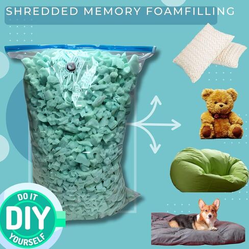 Premium High Grade Shredded Memory Foam fill refill Replacement for Bean Bags, Chairs, Pet Beds, Pillows, Cushions, and Arts & Crafts MADE IN THE USA (25 lbs) in Saudi Arabia