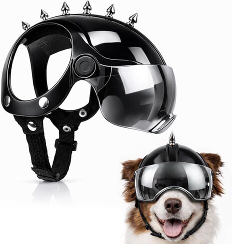Petmolico Safety Helmets for Dogs,Dog Helmet with Anti-UV Clear Goggles&Ear Holes&Adjustable Strap,Comfortable&Protective Goggles Helmet for Small Animals for Outdoor Driving/Riding/Hiking/Biking in Saudi Arabia