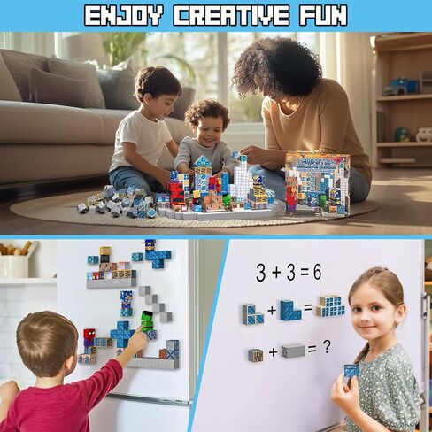 كتل مغناطيسية من جروسلاند - 200 قطعة مكعبات مغناطيسية، مكعبات بناء مغناطيسية، ألعاب حسية الجذعية مونتيسوري لعمر 3 4 5 6 7 8-13 سنة للأولاد والبنات عيد ميلاد للأطفال in Kuwait