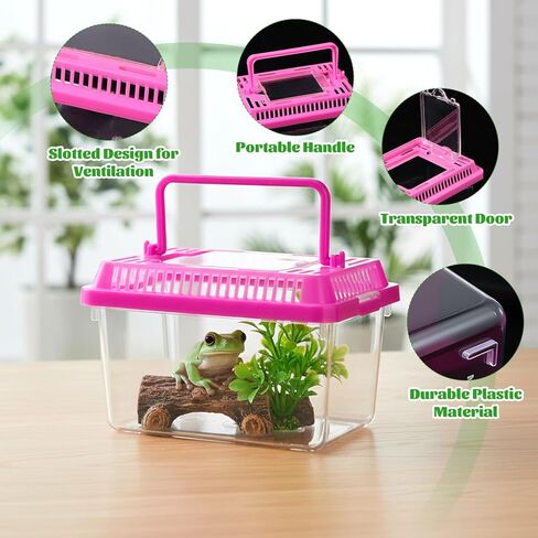 12 Pcs Critter Keeper, Plastic Reptile Terrariums Carrier Cage Mini Portable Small Reptile Hatching Container with Handle for Turtle Shrimp Spider Scorpion Gecko in Saudi Arabia