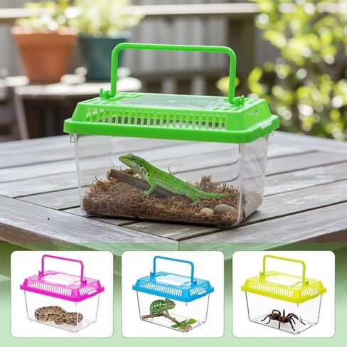 12 Pcs Critter Keeper, Plastic Reptile Terrariums Carrier Cage Mini Portable Small Reptile Hatching Container with Handle for Turtle Shrimp Spider Scorpion Gecko in Saudi Arabia