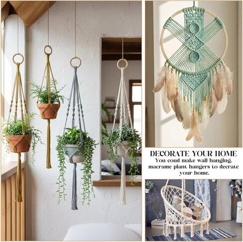 Wesnoy 268 Pcs Macrame Kits for Adults Beginners Weaving Supplies with 3 mm Macrame Cord Cotton, Wooden Beads, Wooden Rings and Sticks for DIY Plant Hangers Wall Hangings Christmas Crafts in Saudi Arabia