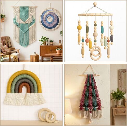 Wesnoy 268 Pcs Macrame Kits for Adults Beginners Weaving Supplies with 3 mm Macrame Cord Cotton, Wooden Beads, Wooden Rings and Sticks for DIY Plant Hangers Wall Hangings Christmas Crafts in Saudi Arabia