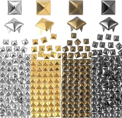 Mabor 400pcs 7mm Square Flat Back Studs, 4 Colors Metal Spike Studs for Clothing, Crafts, DIY Decoration in Saudi Arabia