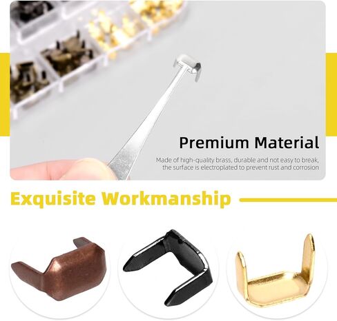 120Pcs 6Colors 8x5mm Brass Belt Leather Staples, Two Prong Claw Rivets Rectangle Belt Loops Fastener Holder Metal Leather Staples for Belts Keeper Craft Connector Repair in Kuwait
