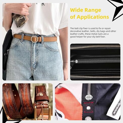 120Pcs 6Colors 8x5mm Brass Belt Leather Staples, Two Prong Claw Rivets Rectangle Belt Loops Fastener Holder Metal Leather Staples for Belts Keeper Craft Connector Repair in Kuwait