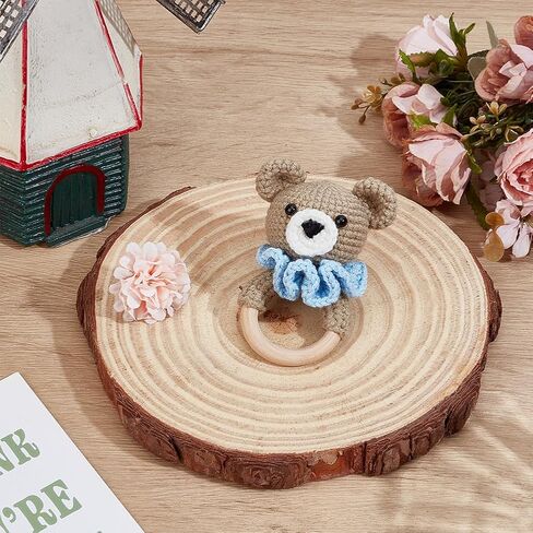 WEBEEDY 2 Sets Crochet Kit for Beginners, DIY Bear Crochet Rattle Kit with Video Tutorial, Yarn, Hook, Thread for Adults, Complete Sewing Animal Rattle Kit Handmade Gift Supplies in Saudi Arabia