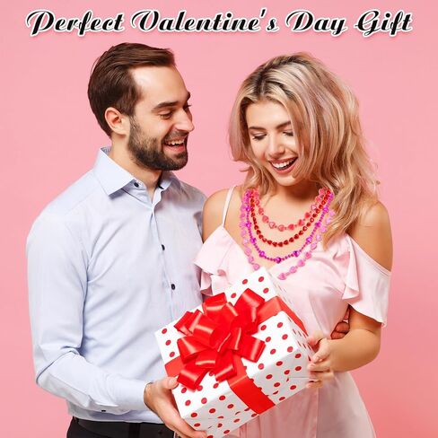 240 Pcs Valentine's Day Heart Shaped Bead Necklace Bulk Pink Red Heart Bachelorette Party Necklaces for Valentine's Day Accessories Bachelorette Party Decorations Gift, 6 Styles in Saudi Arabia
