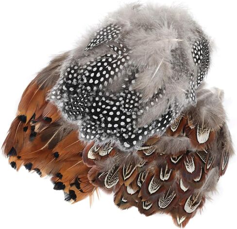 MWOOT 300PCS Spotted Chicken Feathers Natural Pheasant Plumage Feathers for DIY Crafts, Clothing, Jewelry, Wedding, Birthday Party, Dream Catcher Decoration in Saudi Arabia