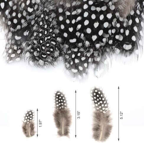 MWOOT 300PCS Spotted Chicken Feathers Natural Pheasant Plumage Feathers for DIY Crafts, Clothing, Jewelry, Wedding, Birthday Party, Dream Catcher Decoration in Saudi Arabia