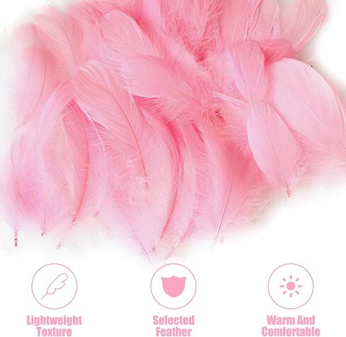100Pcs Pink Goose Feathers - 3-5 Inches Natural Feathers for DIY Crafts - Pink Feathers Bulk for Wedding Home Party Decorations,Dream Catcher Supplies in Saudi Arabia