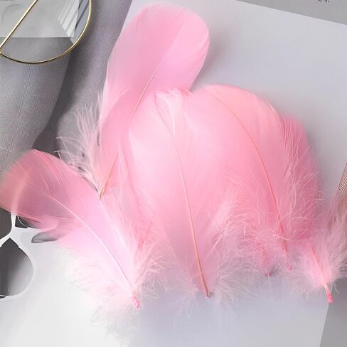 100Pcs Pink Goose Feathers - 3-5 Inches Natural Feathers for DIY Crafts - Pink Feathers Bulk for Wedding Home Party Decorations,Dream Catcher Supplies in Saudi Arabia
