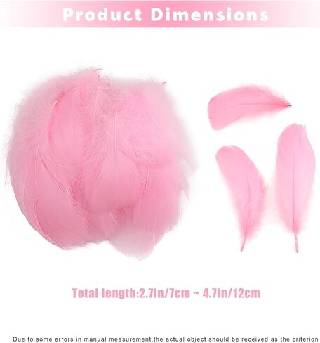 100Pcs Pink Goose Feathers - 3-5 Inches Natural Feathers for DIY Crafts - Pink Feathers Bulk for Wedding Home Party Decorations,Dream Catcher Supplies in Saudi Arabia