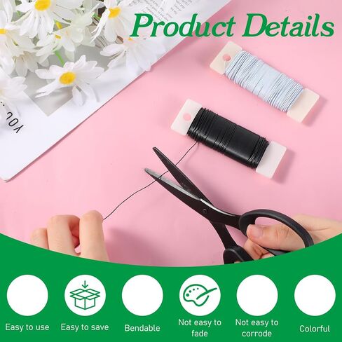 76 Yards 22 Gauge Metal Floral Wire, Flexible Craft Wire for Crafts Christmas Wreaths Tree Flower Arrangement Bouquet Wrapping Wedding DIY (White, Black) in Saudi Arabia
