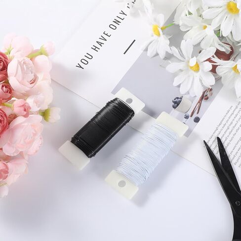 76 Yards 22 Gauge Metal Floral Wire, Flexible Craft Wire for Crafts Christmas Wreaths Tree Flower Arrangement Bouquet Wrapping Wedding DIY (White, Black) in Saudi Arabia