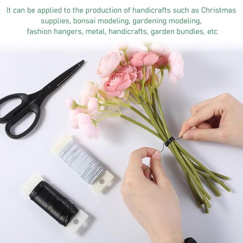 76 Yards 22 Gauge Metal Floral Wire, Flexible Craft Wire for Crafts Christmas Wreaths Tree Flower Arrangement Bouquet Wrapping Wedding DIY (White, Black) in Saudi Arabia