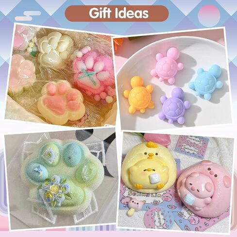 مجموعة Starry Taba Squishy Kit 500 جرام مجموعة صنع اسفنجي Taba DIY مع سيليكون سائل 1:1 AB يعالج بشكل أسرع تمامًا وخالي من الفقاعات مع 6 قوالب، مسحوق متدفق كهدية لتخفيف التوتر in Kuwait