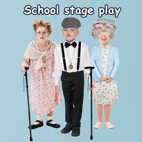 Augisteen 100 Days of School Costume for Boys Kids Old Man Costume Set Including Hat Y-shaped Suspenders Bow Tie Cane Glasses Beard Eyebrows Pocket Watch for Boys Grandpa Dress Up Accessories in Saudi Arabia